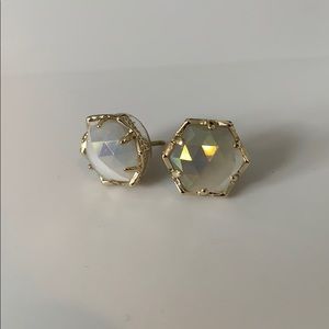 translucent white and gold stud earrings